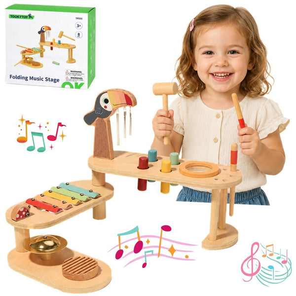TOOKY TOY Zestaw Instrumentów Edukacyjny Stolik Muzyczny -Tukan
