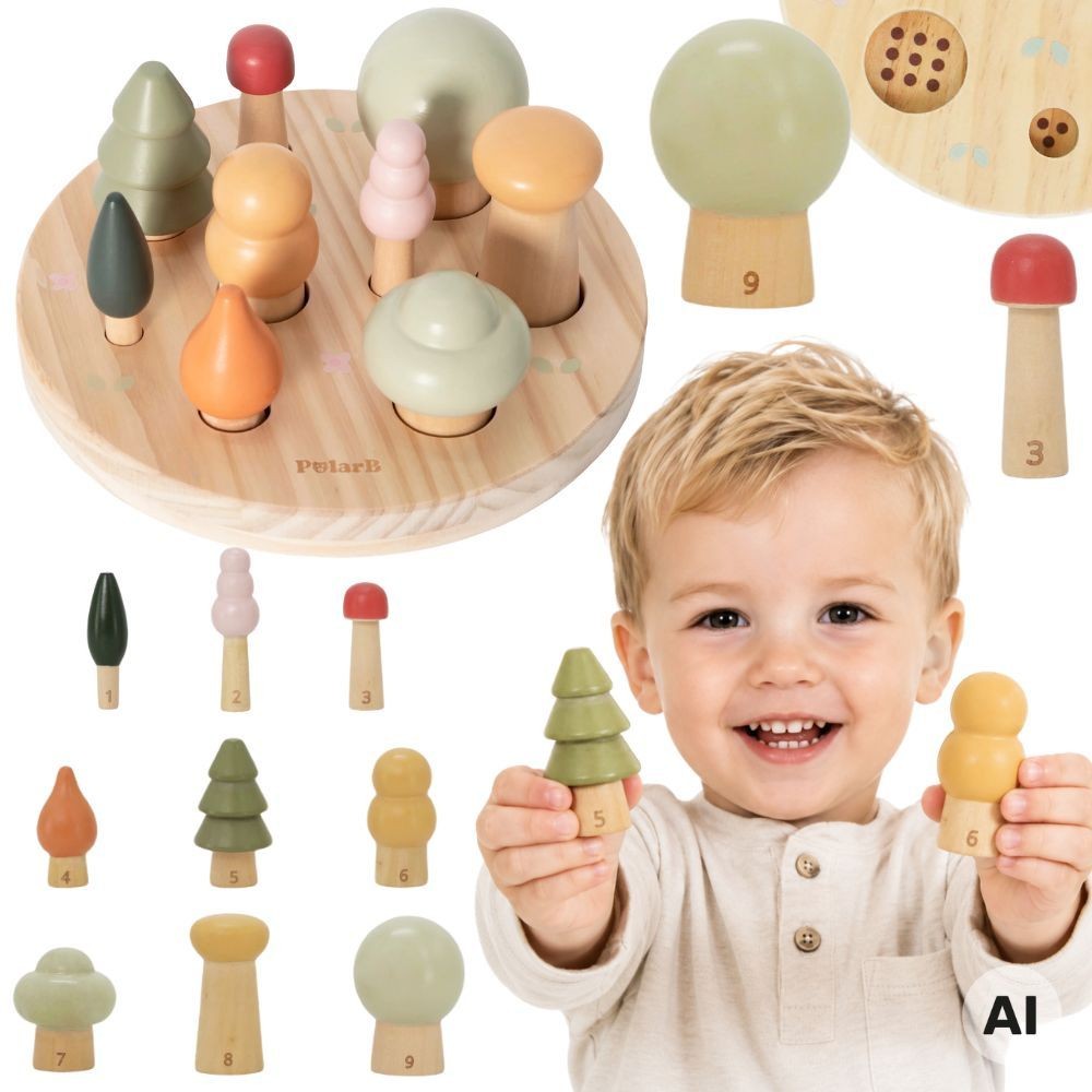 VIGA Drewniana Układanka Edukacyjna Liczenie Cyfry Sorter Drzewka PolarB 18+