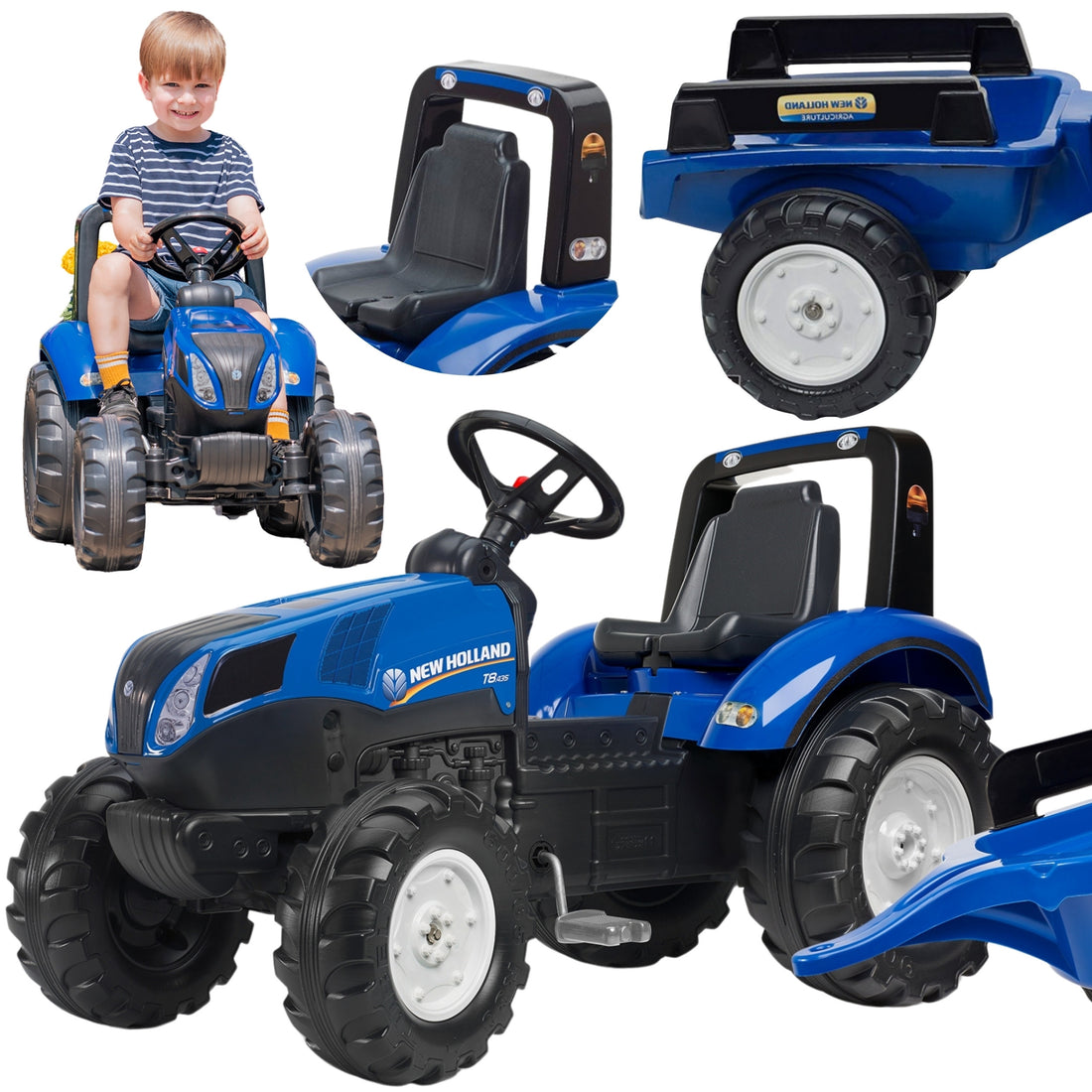 FALK Traktor na Pedały New Holland T8 z Przyczepą 3-7 lat