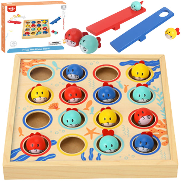 TOOKY TOY Gra dla Dzieci Drewniany Stół Latające Rybki 19 el.