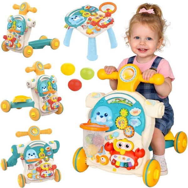 WOOPIE BABY Pchacz Chodzik Stolik Edukacyjny Hulajnoga Jeździk 4w1