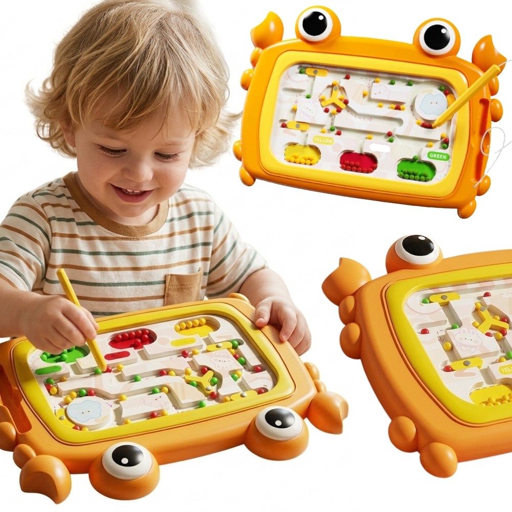 WOOPIE Tablica Magnetyczna Montessori Labirynt Krab Pomarańczowa