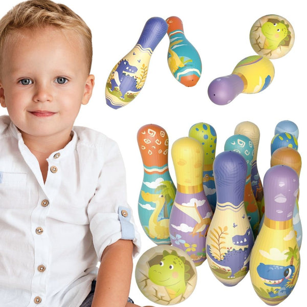 WOOPIE Gra Zręcznościowa Kręgle Miękkie Soft Dinozaury Zestaw 12el.