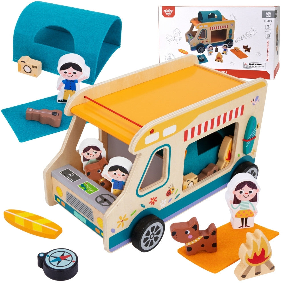 TOOKY TOY Drewniany Kamper Postacie Kemping
