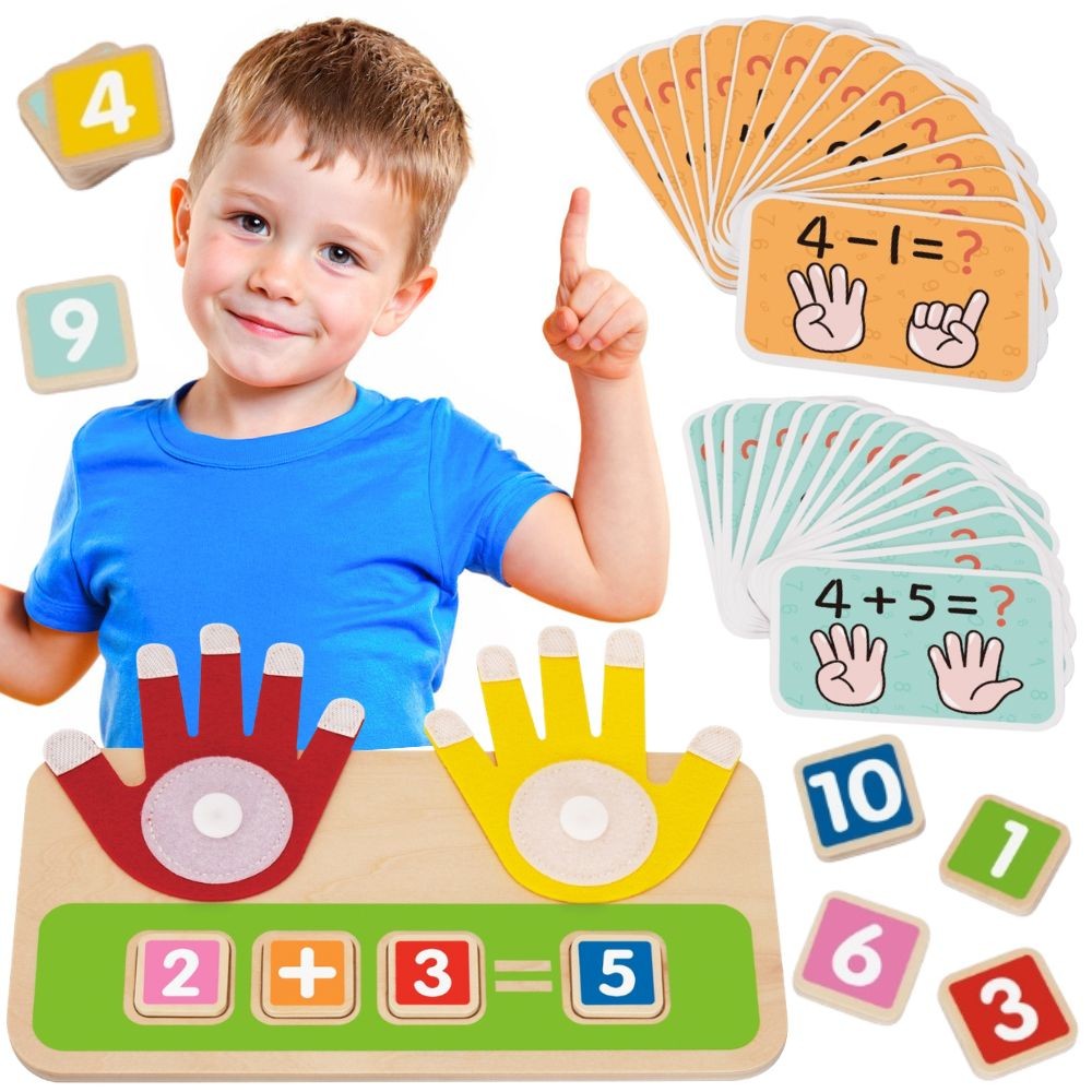 TOOKY TOY Drewniana Zabawka Edukacyjna do Nauki Liczenia Na Palcach Dodawanie i Odejmowanie