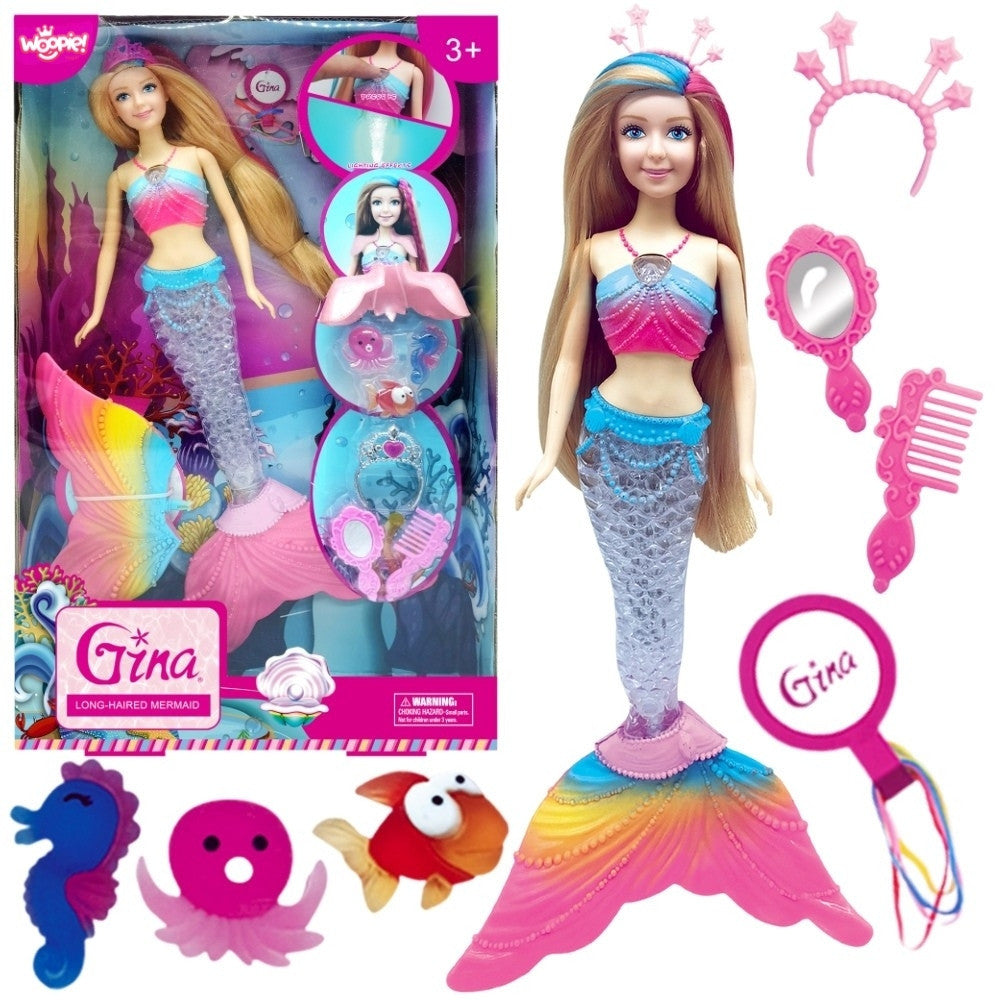 WOOPIE Lalka Syrenka Gina Magiczna Tęczowa z Akcesoriami
