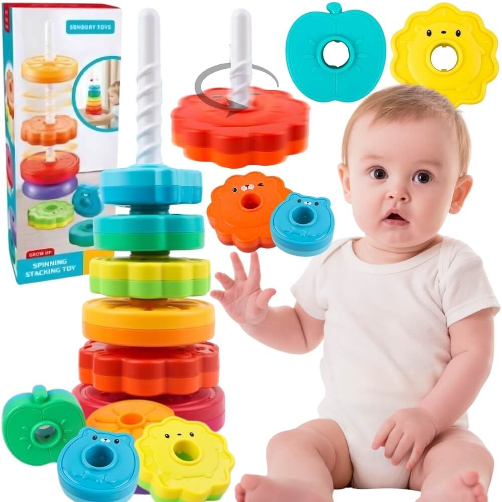 WOOPIE BABY Edukacyjna Piramidka Zakręcona Wieża Zwierzątka