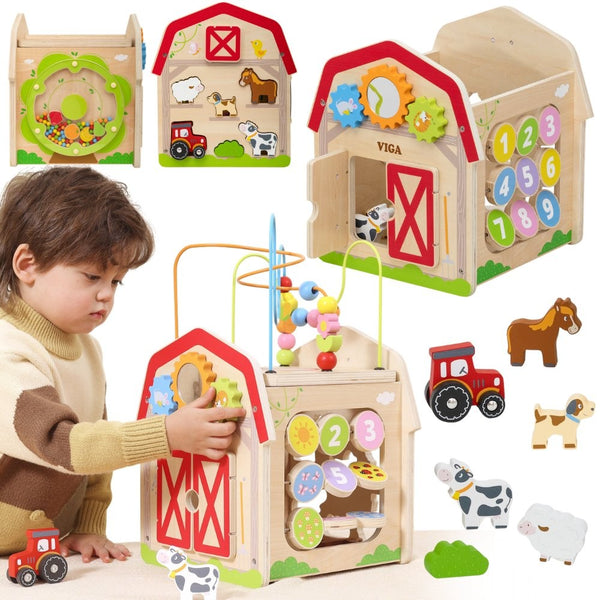 VIGA Drewniana Farma 7w1 - Kostka Edukacyjna
