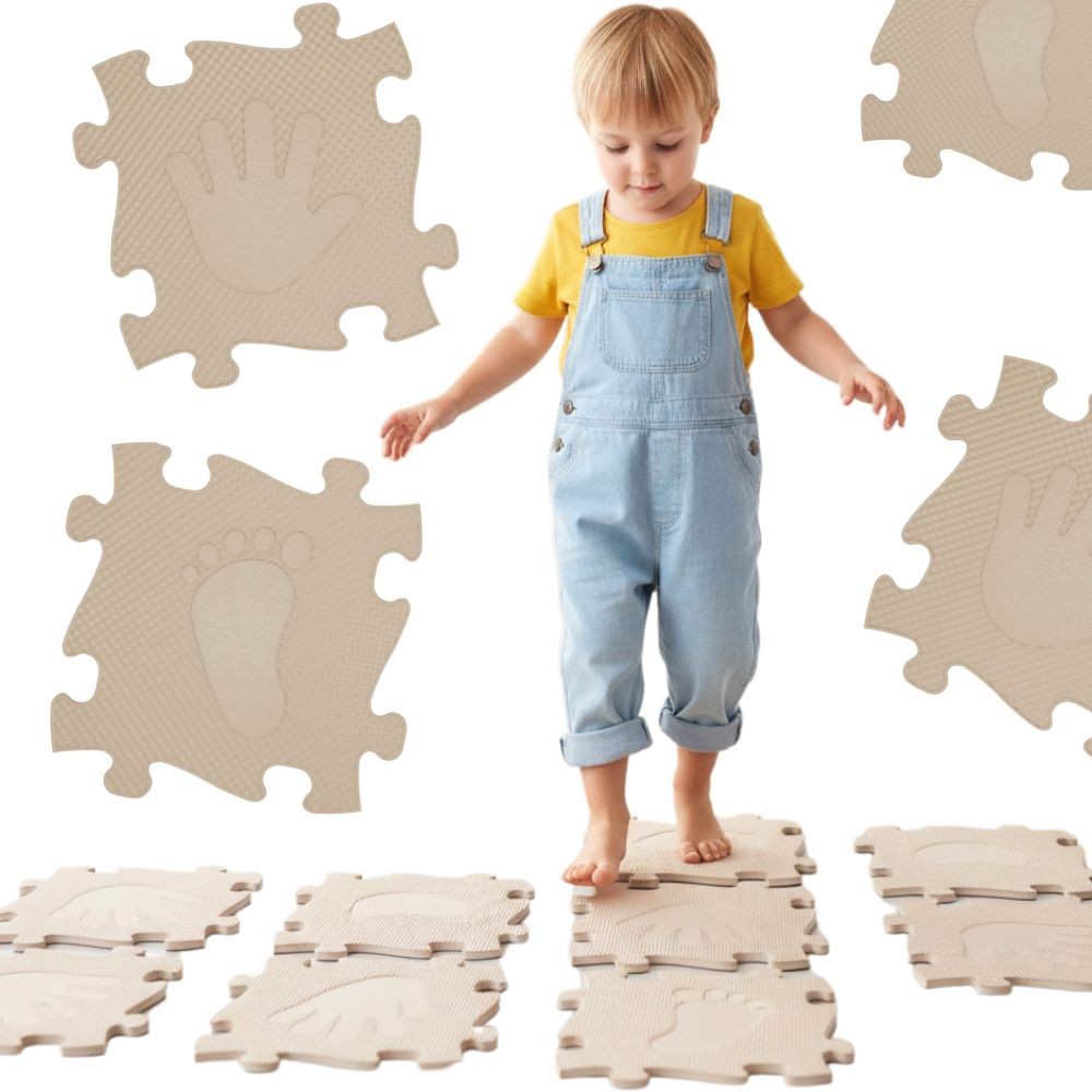 WOOPIE Mata Sensoryczna Ortopedyczna Puzzle Ręce i Nogi 16 el. - Kolor Beżowy