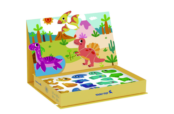 TOOKY TOY Układanka Puzzle Magnetyczne Montessori Pudełko Edukacyjne Dinozaury