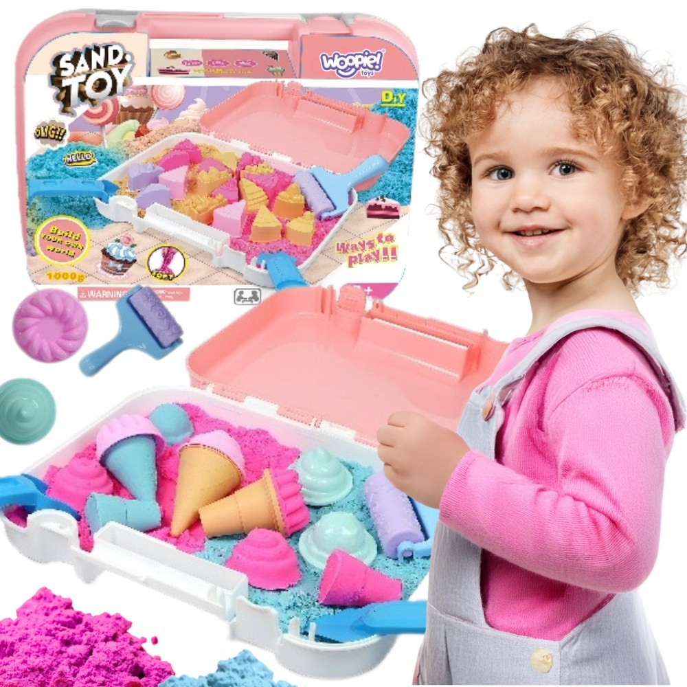 WOOPIE Zestaw Piasek Kinetyczny Lody w Walizce 1kg + Akcesoria