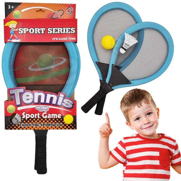 WOOPIE Duże Rakietki do Tenisa Badminton dla Dzieci Zestaw + Piłka Lotka