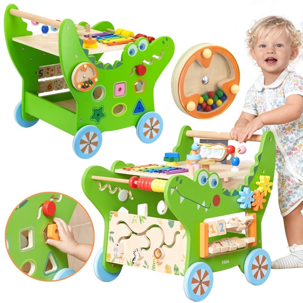 kopia VIGA Drewniany Pchacz Edukacyjny Krokodylek 12w1
