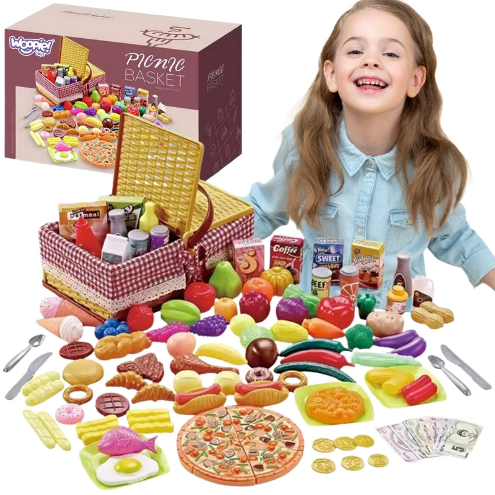 WOOPIE Kosz Piknikowy Owoce Warzywa Fast Food Zestaw XXL 103el.