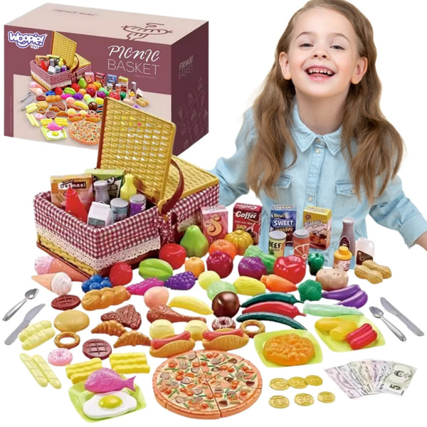 WOOPIE Kosz Piknikowy Owoce Warzywa Fast Food Zestaw XXL 103el.