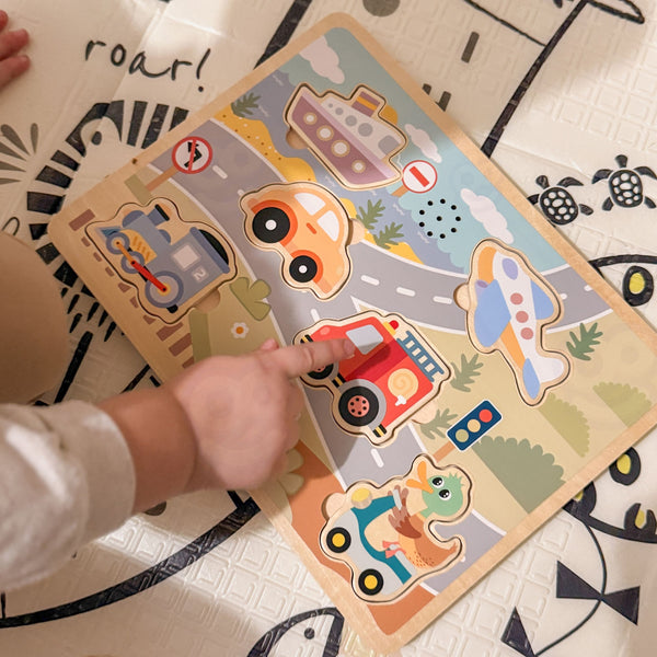 TOOKY TOY Drewniane Interaktywne Puzzle Pojazdy