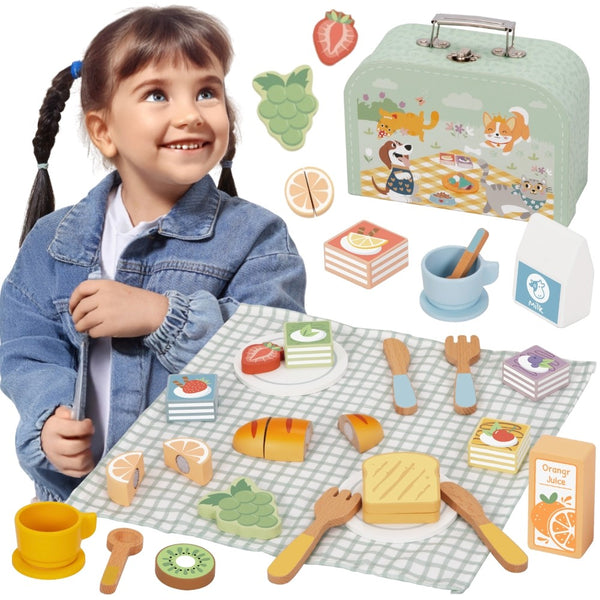 TOOKY TOY Zestaw Piknikowy Jedzenie Do Krojenia Na Rzepy Zestaw Śniadaniowy