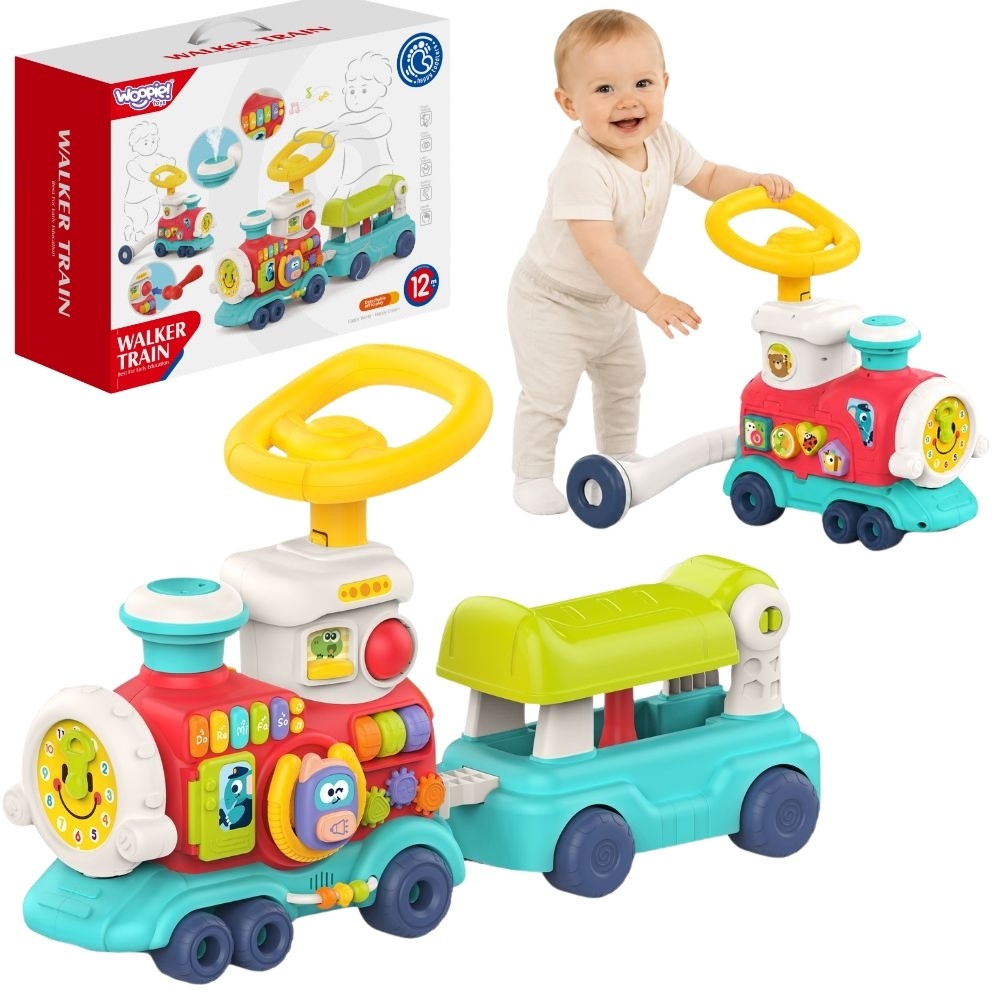 WOOPIE BABY Lokomotywa Pchacz Jeździk 2w1 Interaktywny Pociąg