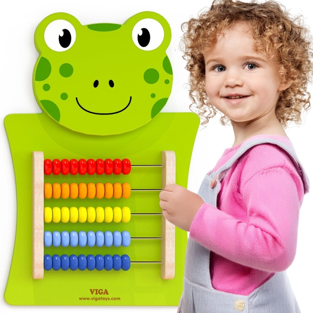 VIGA Drewniana Tablica Manipulacyjna Liczydło Żabka Certyfikat FSC Montessori