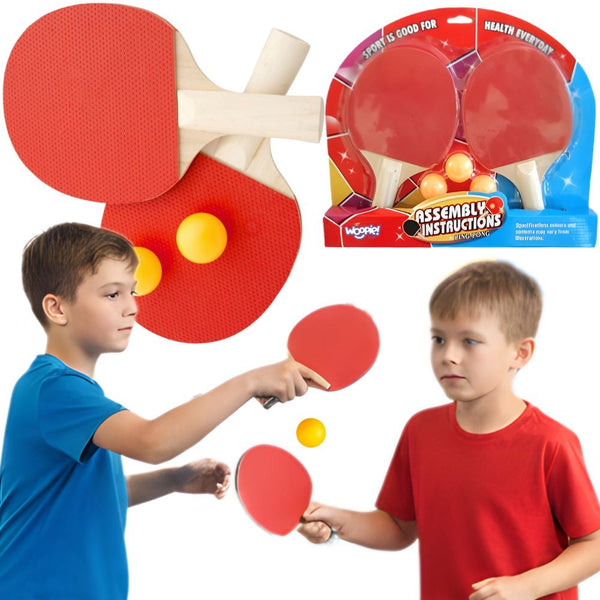 WOOPIE Paletki Rakietki Do Ping Pong Tenisa Stołowego Zestaw + 3 Piłeczki