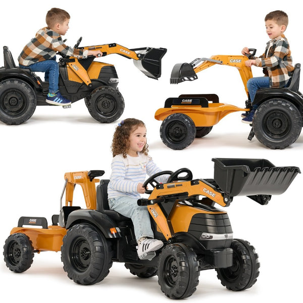 FALK Traktor na Pedały Case CE z Koparką Ładowarką i Przyczepą 3-7 lat
