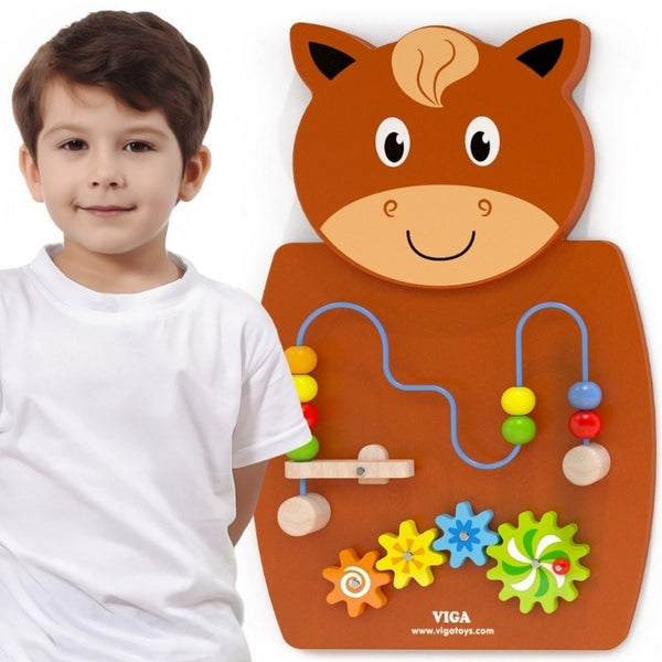 VIGA Drewniana Tablica Manipulacyjna Konik Certyfikat FSC Montessori