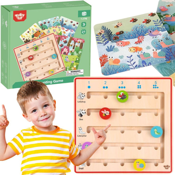 TOOKY TOY Drewniana Gra Nauka Liczenia Zwierzątka